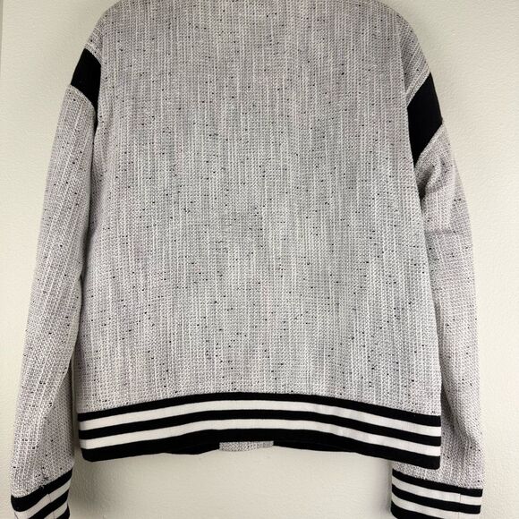 Forever21 Black & White Tweed Bomber Varsity Jacket - Picture 9 of 11